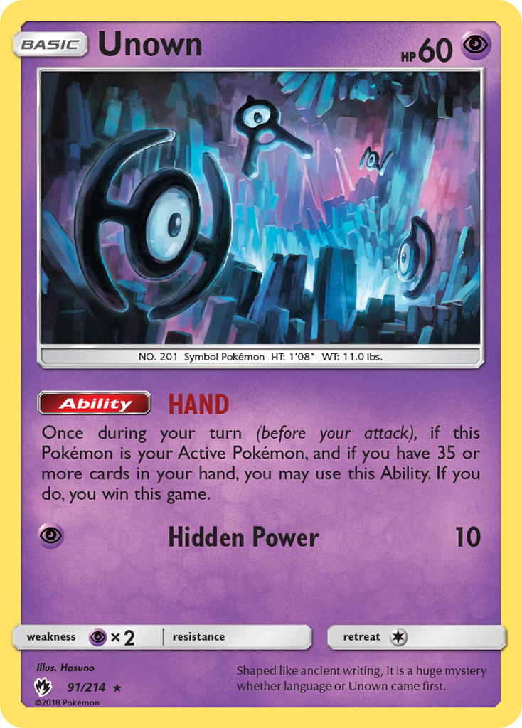 Unown sm8-91 Rare from Lost Thunder Set