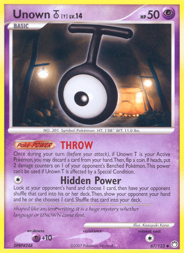 Unown [T] dp2-67 Uncommon from Mysterious Treasures Set