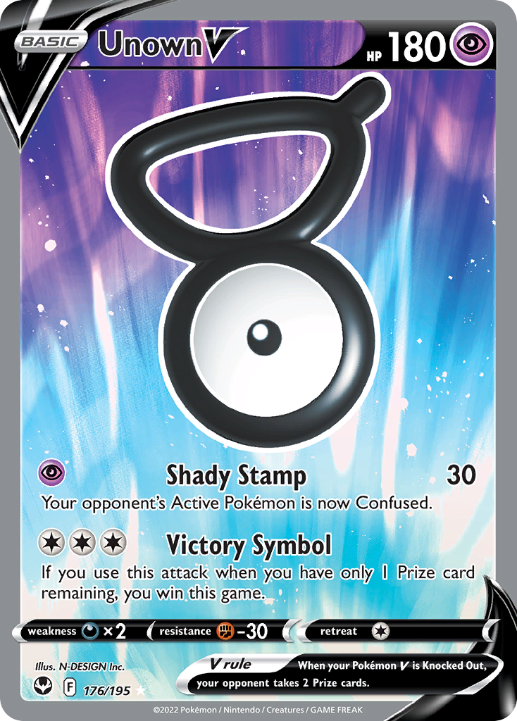 Unown V swsh12-176 Rare Ultra from Silver Tempest Set