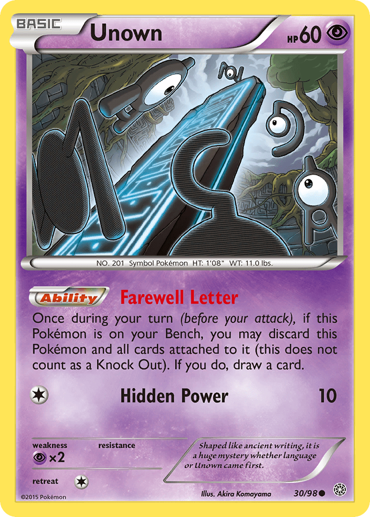 Unown xy7-30 Common from Ancient Origins Set