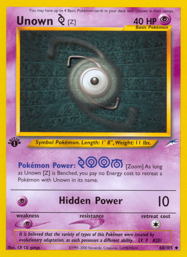 Unown [Z] neo4-60 Uncommon from Neo Destiny Set