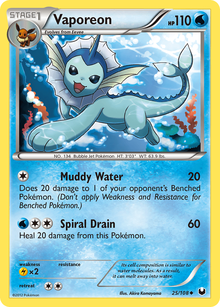 Vaporeon bw5-25 Uncommon from Dark Explorers Set