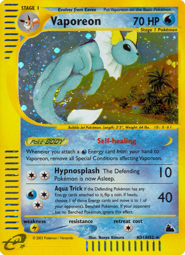 Vaporeon ecard3-H31 Rare Holo from Skyridge Set