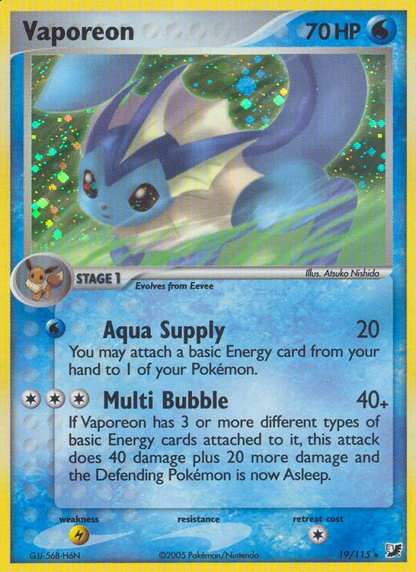 Vaporeon ex10-19 Rare Holo from Unseen Forces Set