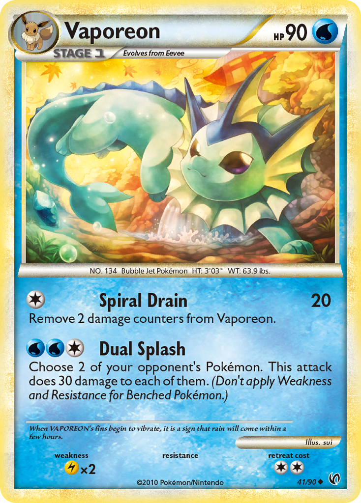 Vaporeon hgss3-41 Uncommon from HS—Undaunted Set