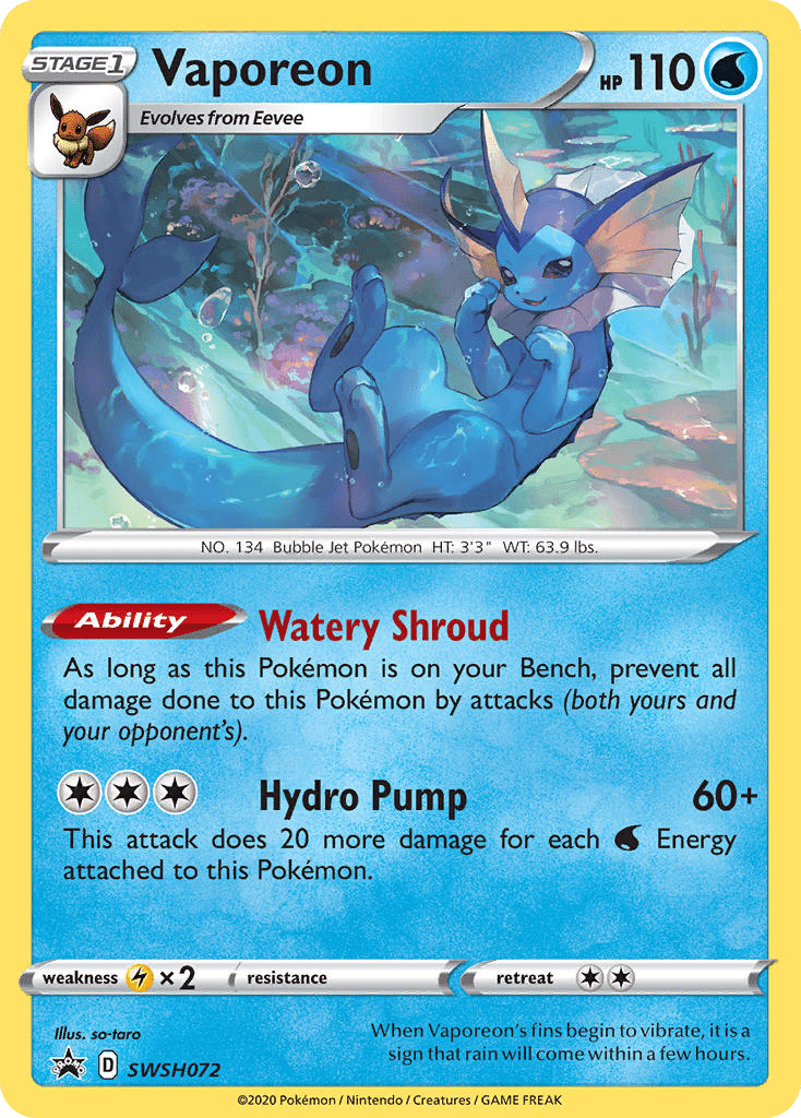 Vaporeon swshp-SWSH072 Promo from SWSH Black Star Promos Set