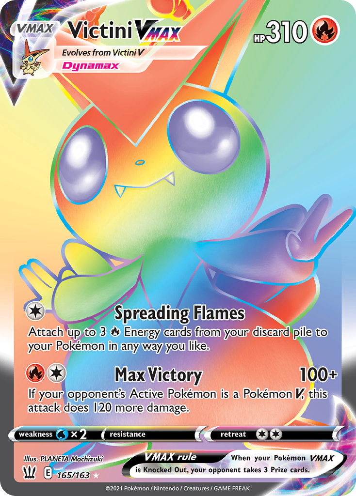 Victini VMAX swsh5-165 Rare Rainbow from Battle Styles Set