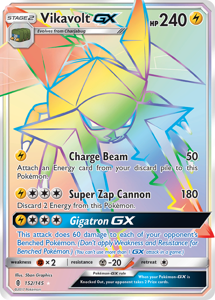 Vikavolt-GX sm2-152 Rare Rainbow from Guardians Rising Set