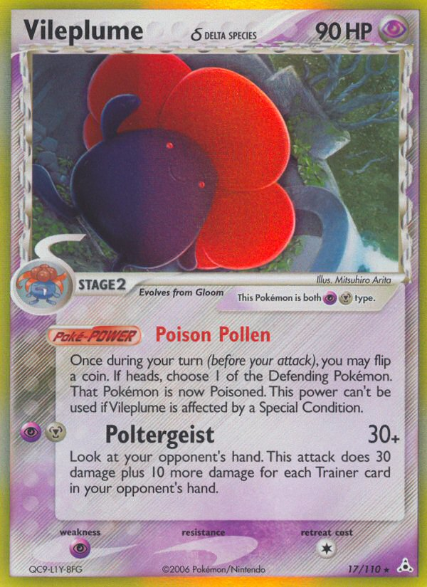 Vileplume δ ex13-17 Rare Holo from Holon Phantoms Set