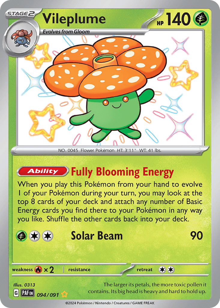 Vileplume sv4pt5-94 Shiny Rare from Paldean Fates Set