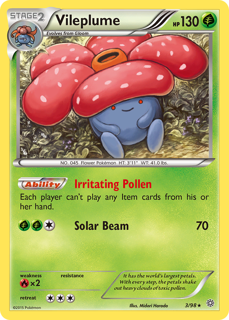 Vileplume xy7-3 Rare from Ancient Origins Set