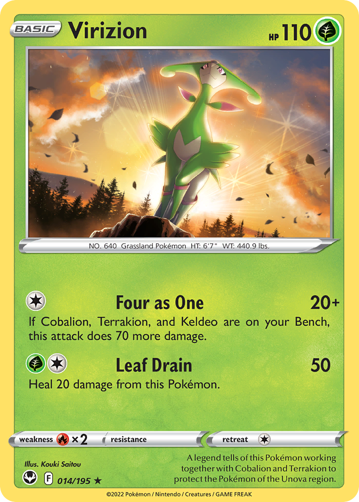 Virizion swsh12-14 Rare from Silver Tempest Set
