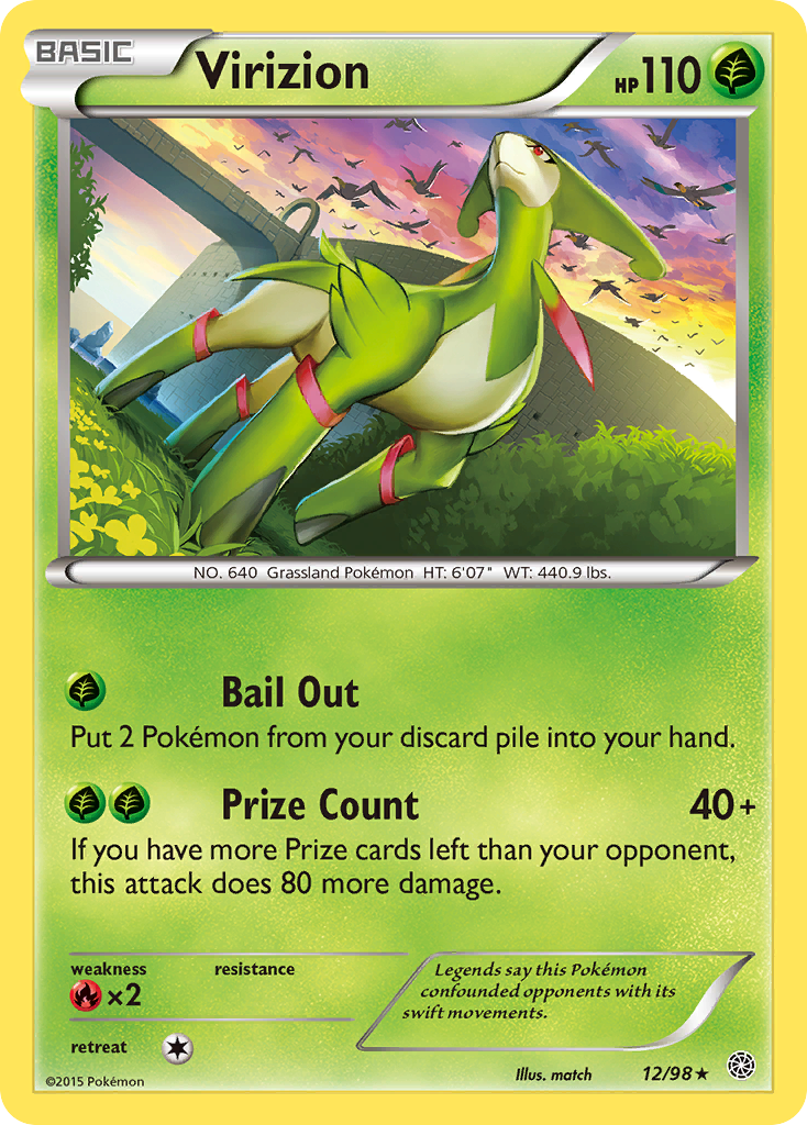 Virizion xy7-12 Rare Holo from Ancient Origins Set