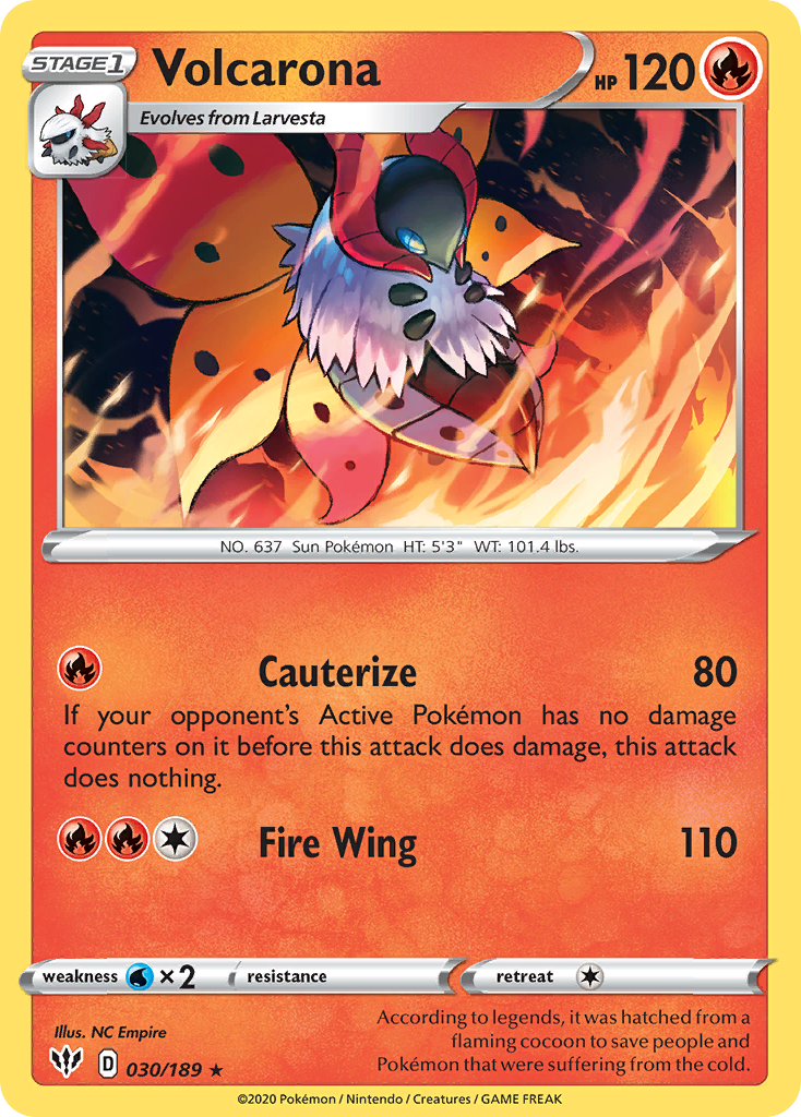 Volcarona swsh3-30 Rare from Darkness Ablaze Set