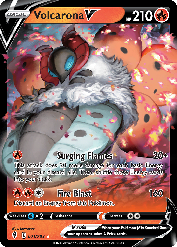 Volcarona V swsh7-21 Rare Holo V from Evolving Skies Set