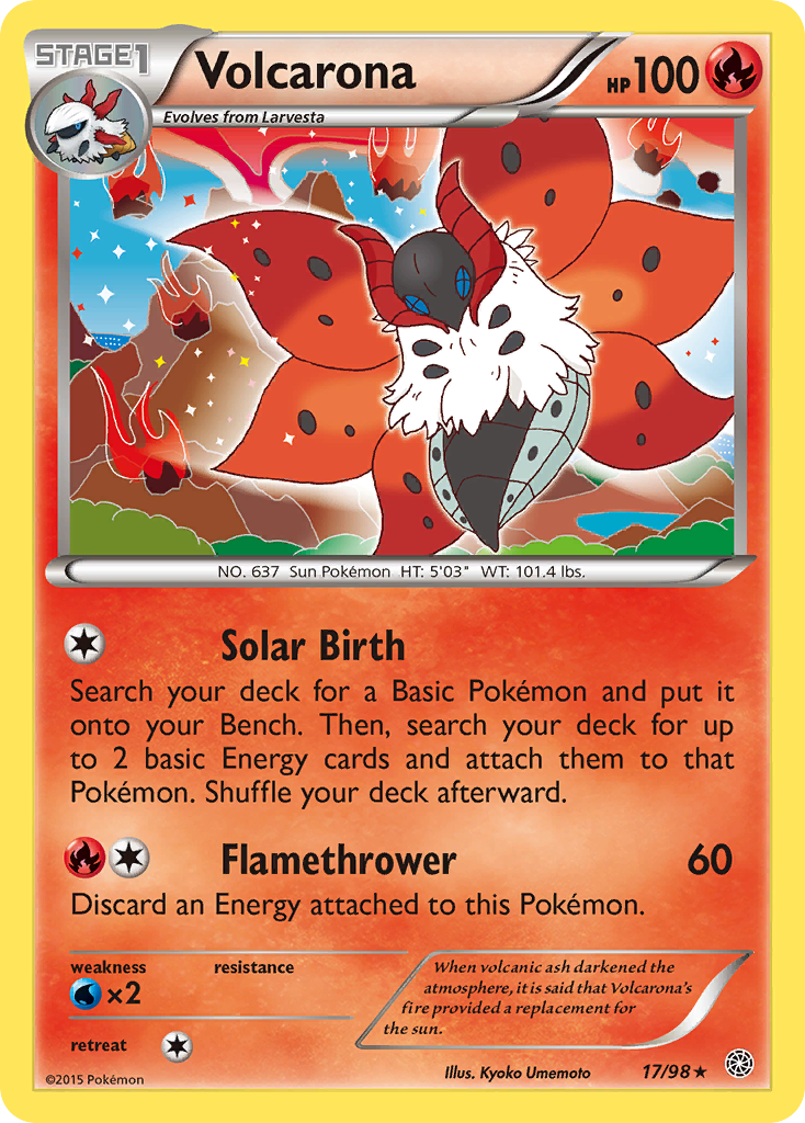 Volcarona xy7-17 Rare Holo from Ancient Origins Set