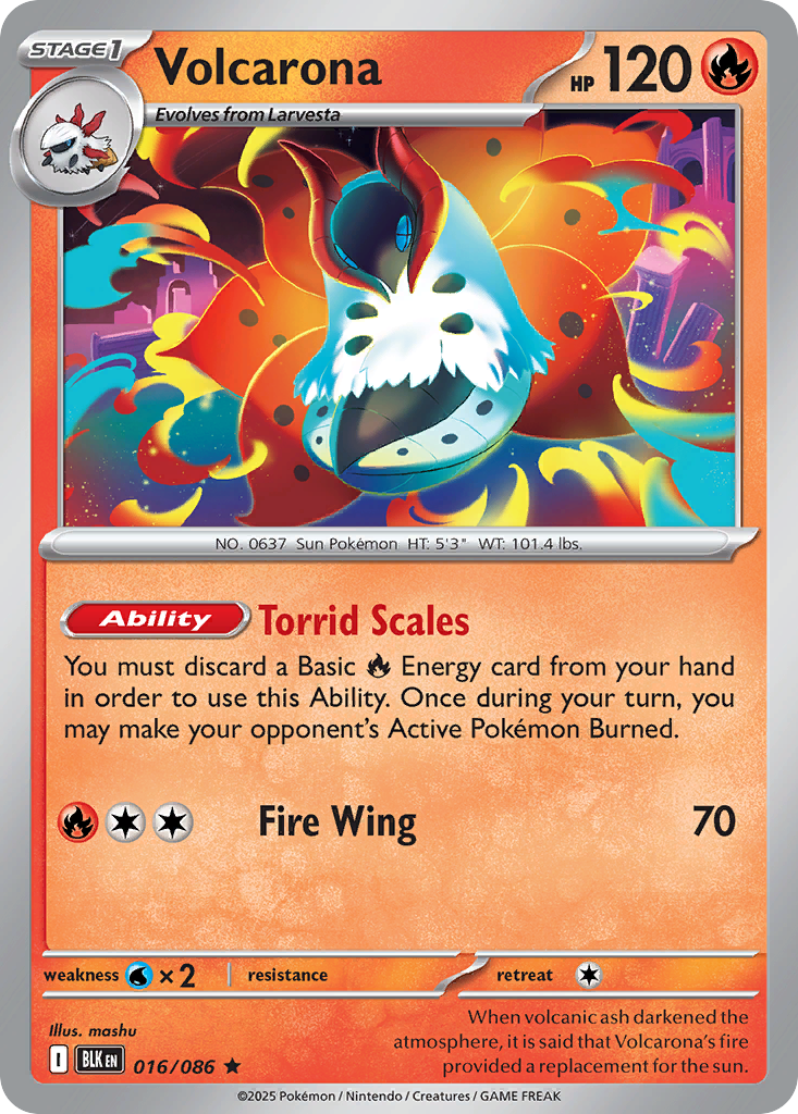 Volcarona zsv10pt5-16 Rare from Black Bolt Set