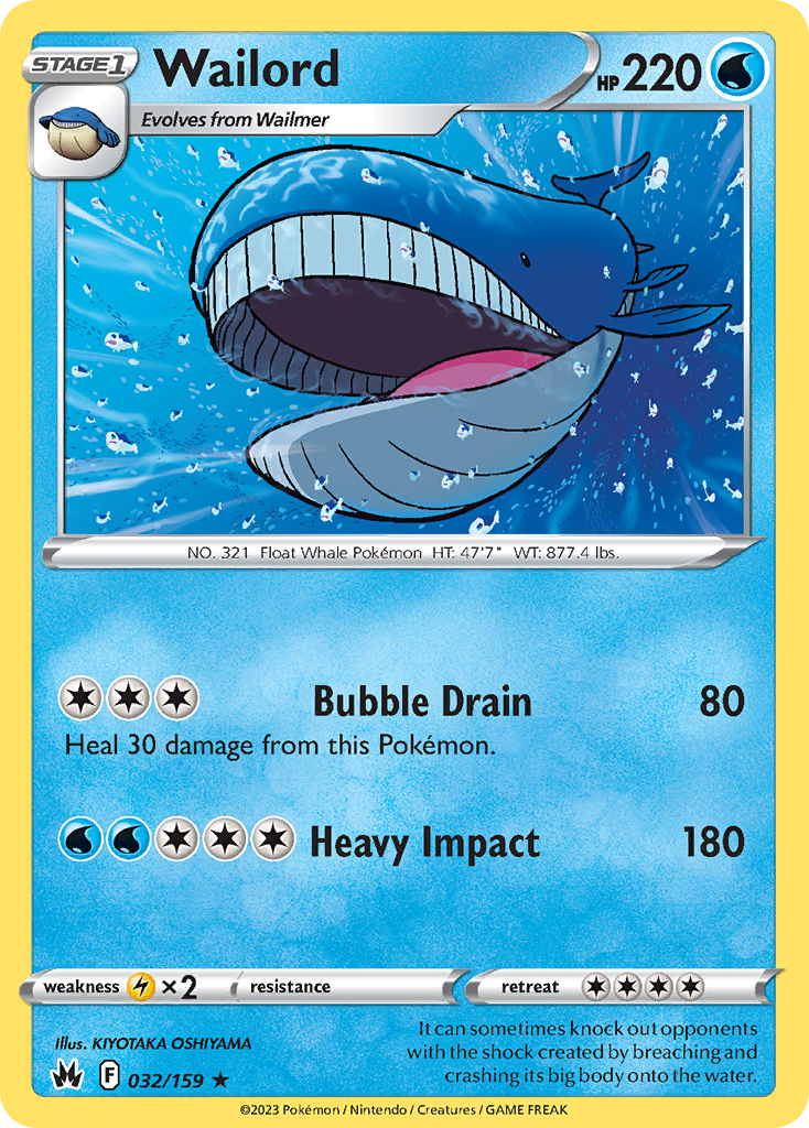 Wailord swsh12pt5-32 Rare from Crown Zenith Set