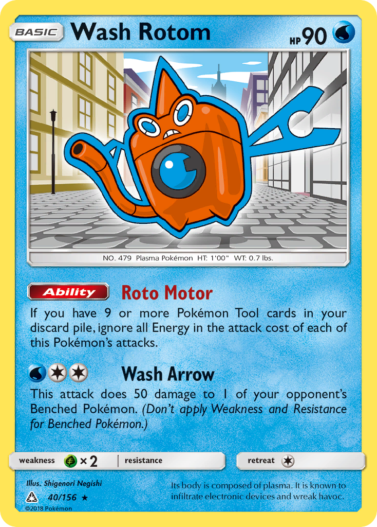 Wash Rotom sm5-40 Rare from Ultra Prism Set