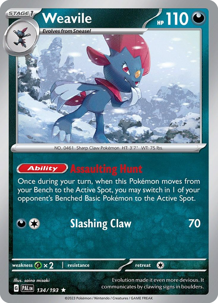 Weavile sv2-134 Rare from Paldea Evolved Set