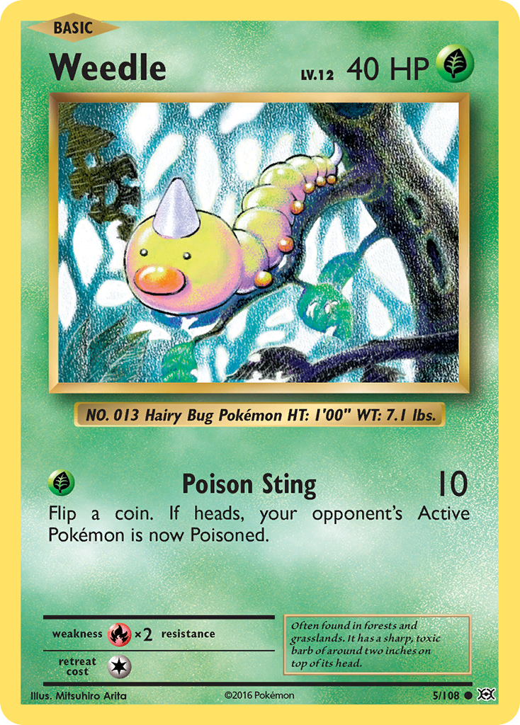 Weedle xy12-5 Common from Evolutions Set