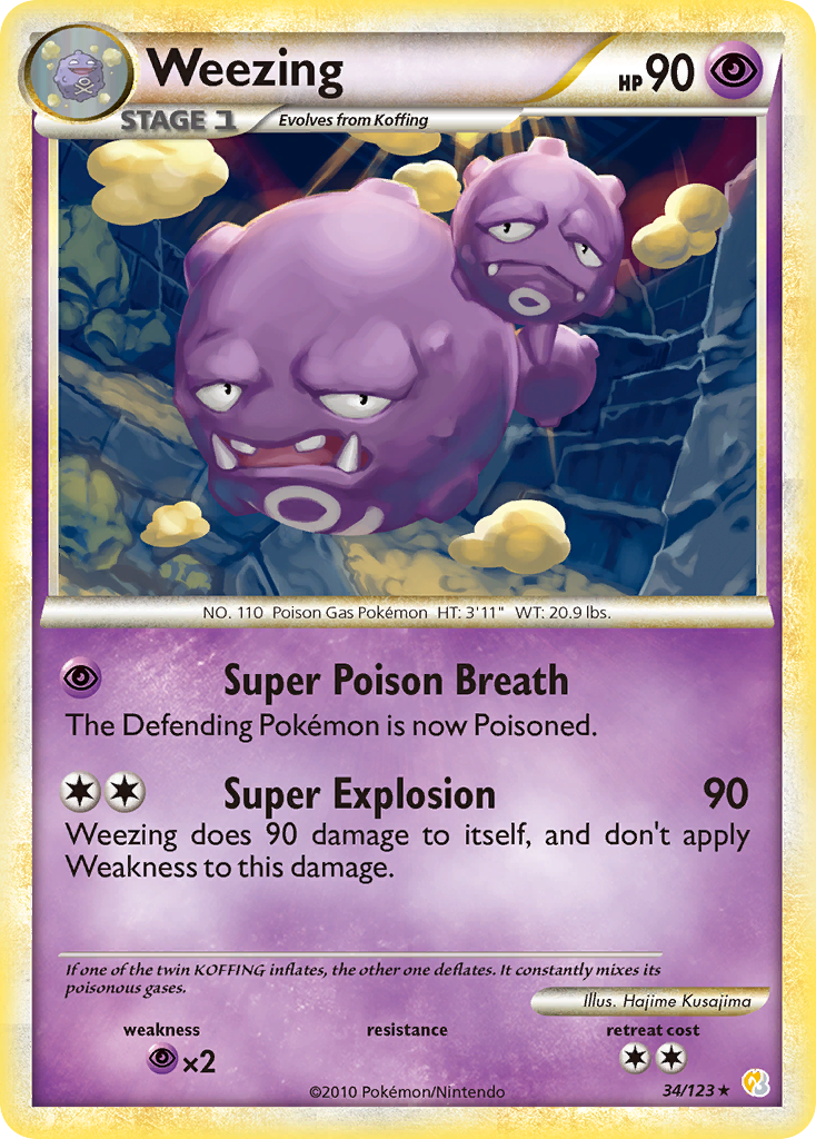Weezing hgss1-34 Rare from HeartGold & SoulSilver Set