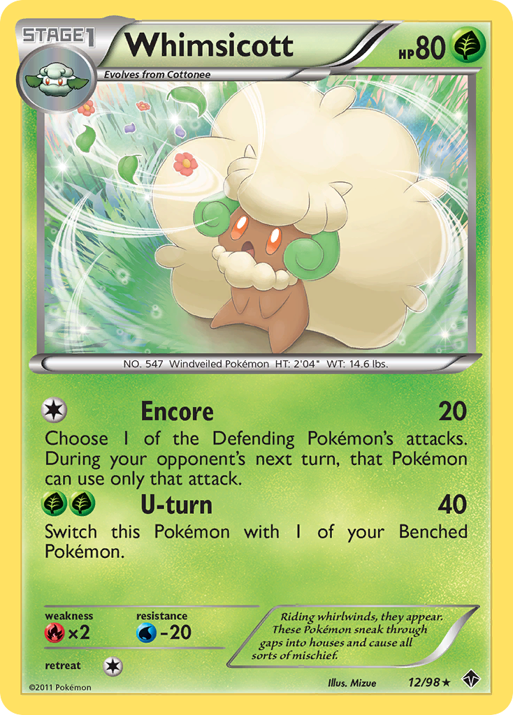 Whimsicott bw2-12 Rare from Emerging Powers Set