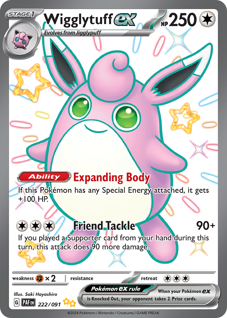 Wigglytuff ex sv4pt5-222 Shiny Ultra Rare from Paldean Fates Set