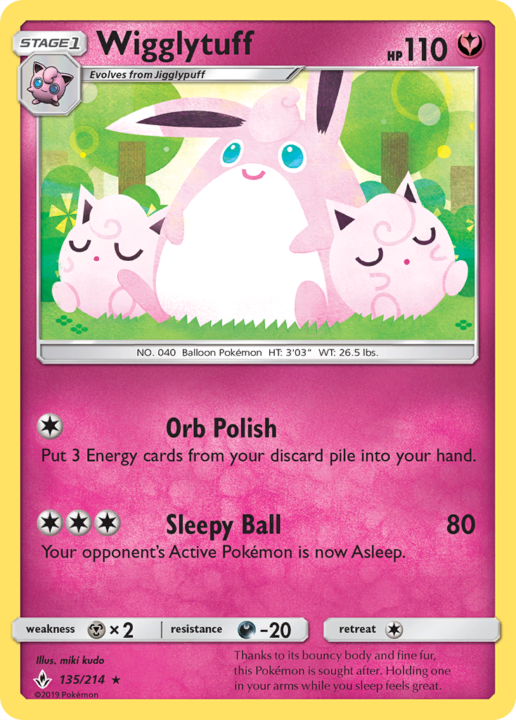 Wigglytuff sm10-135 Rare from Unbroken Bonds Set