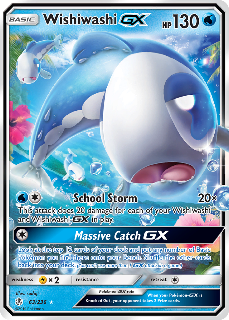Wishiwashi-GX sm12-63 Rare Holo GX from Cosmic Eclipse Set