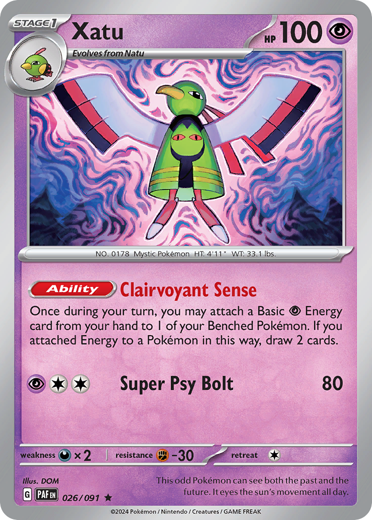 Xatu sv4pt5-26 Rare from Paldean Fates Set