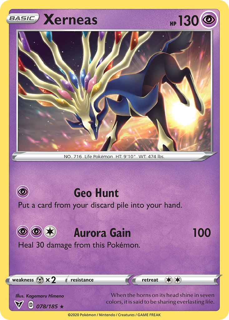 Xerneas swsh4-78 Rare Holo from Vivid Voltage Set