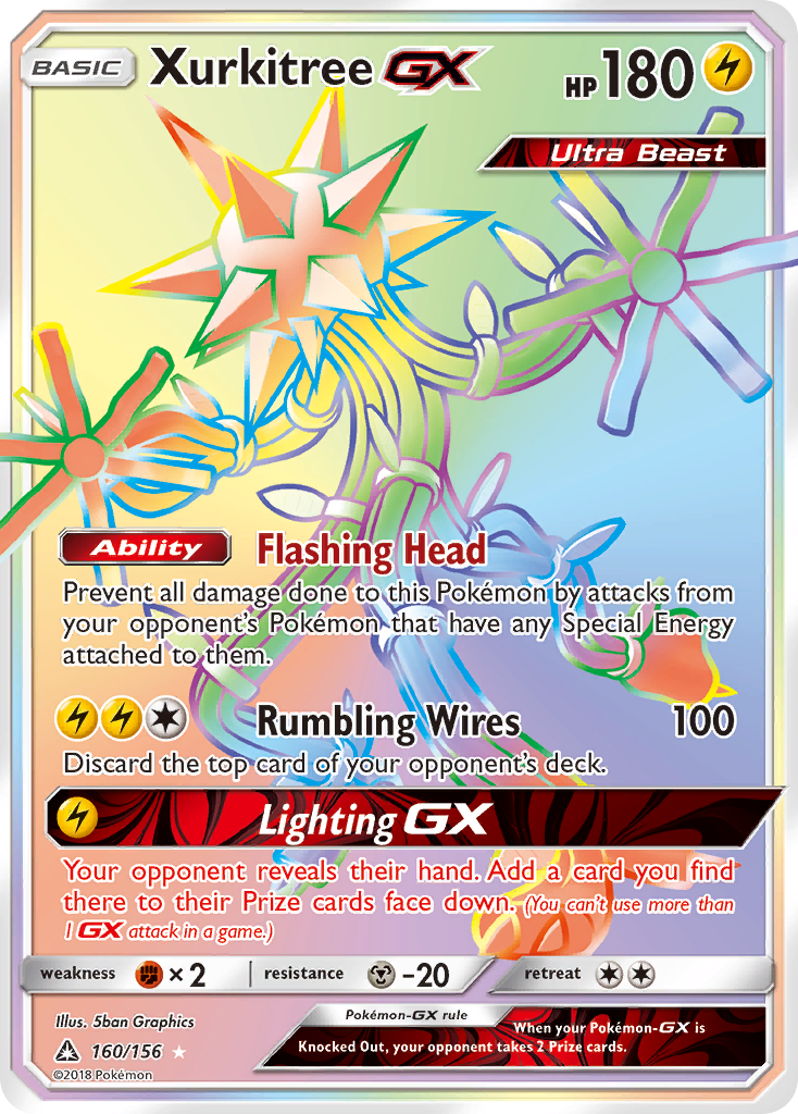 Xurkitree-GX sm5-160 Rare Rainbow from Ultra Prism Set