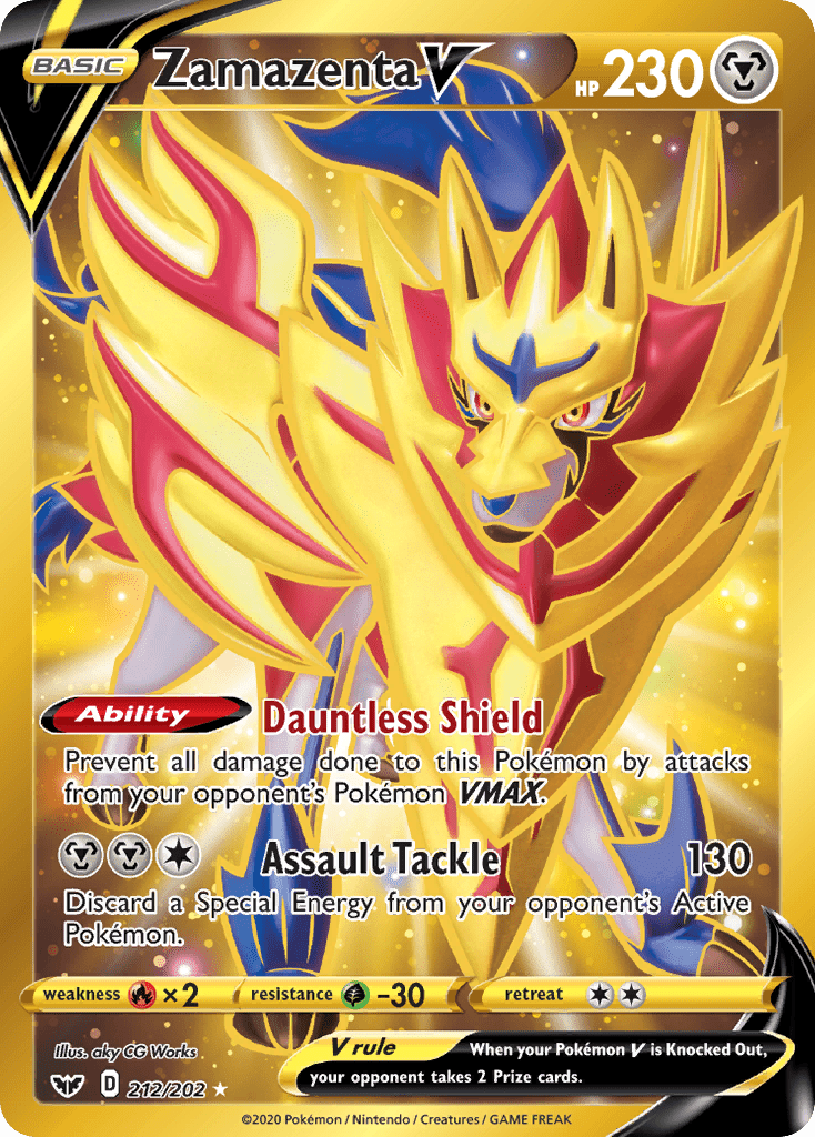 Zamazenta V swsh1-212 Rare Secret from Sword & Shield Set