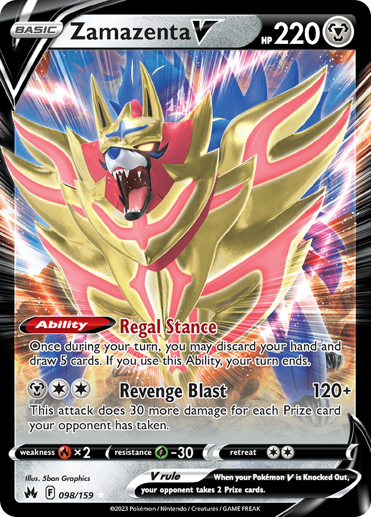 Zamazenta V swsh12pt5-98 Rare Holo V from Crown Zenith Set