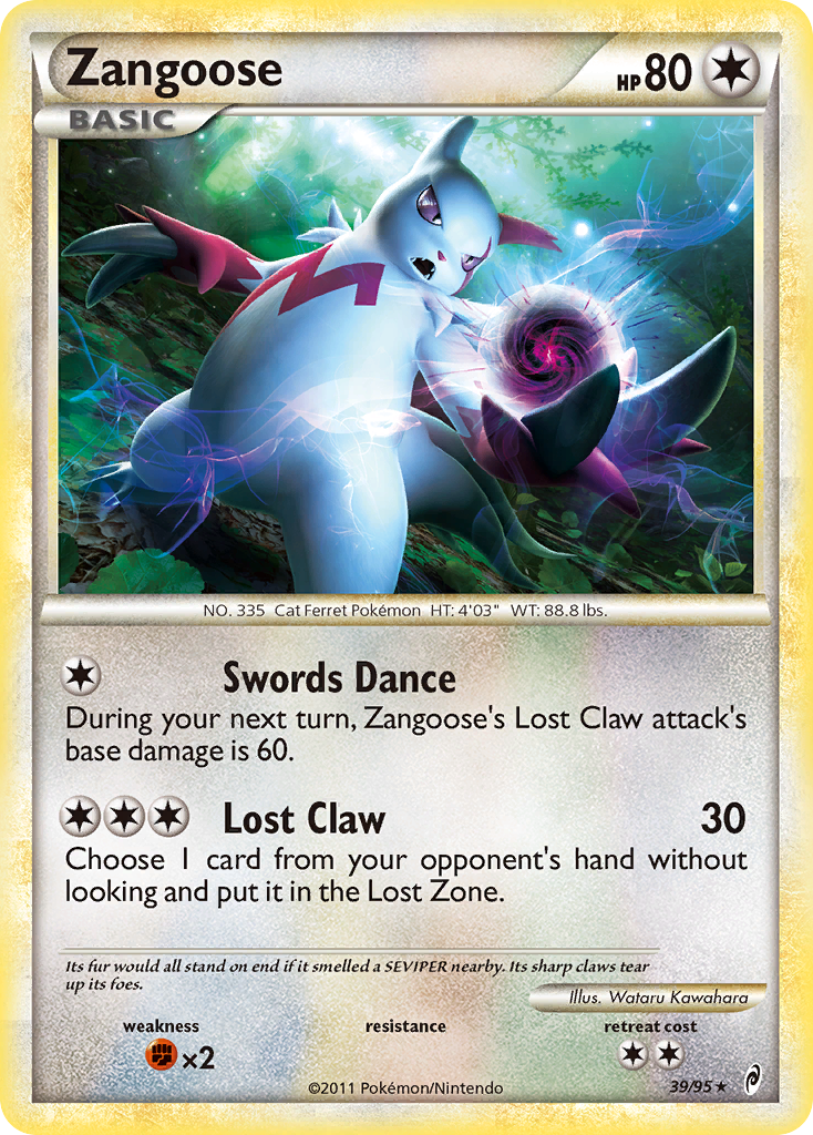 Zangoose col1-39 Rare from Call of Legends Set