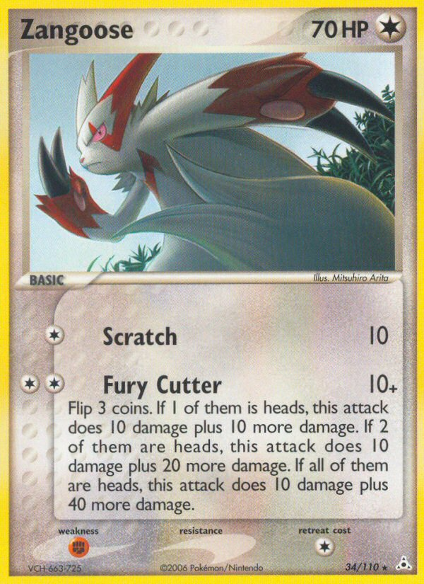 Zangoose ex13-34 Rare from Holon Phantoms Set