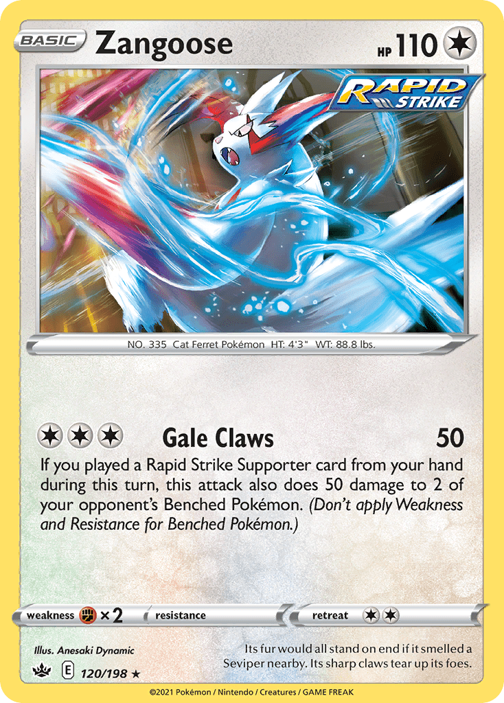 Zangoose swsh6-120 Rare from Chilling Reign Set