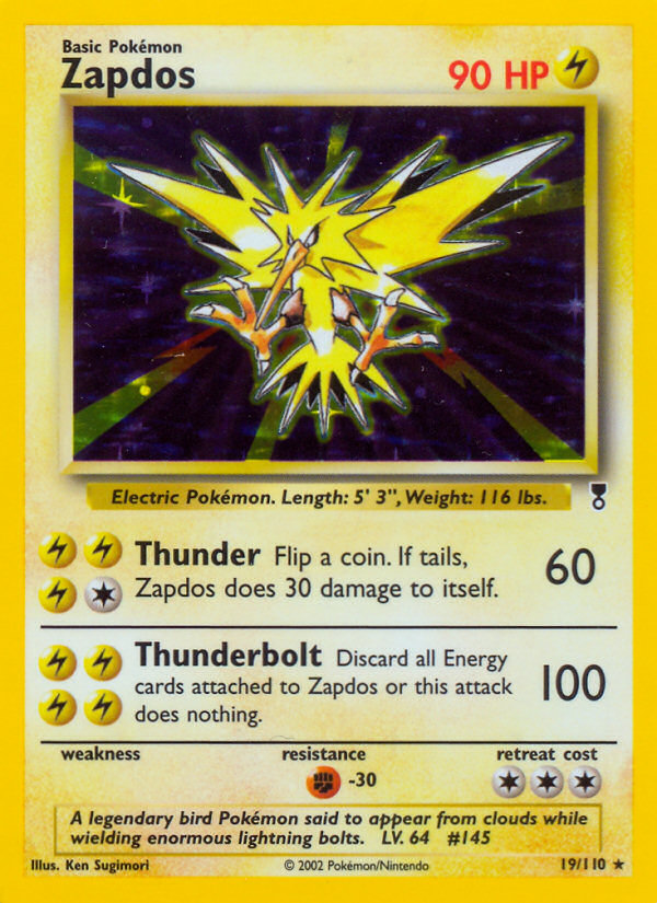 Zapdos base6-19 Rare Holo from Legendary Collection Set