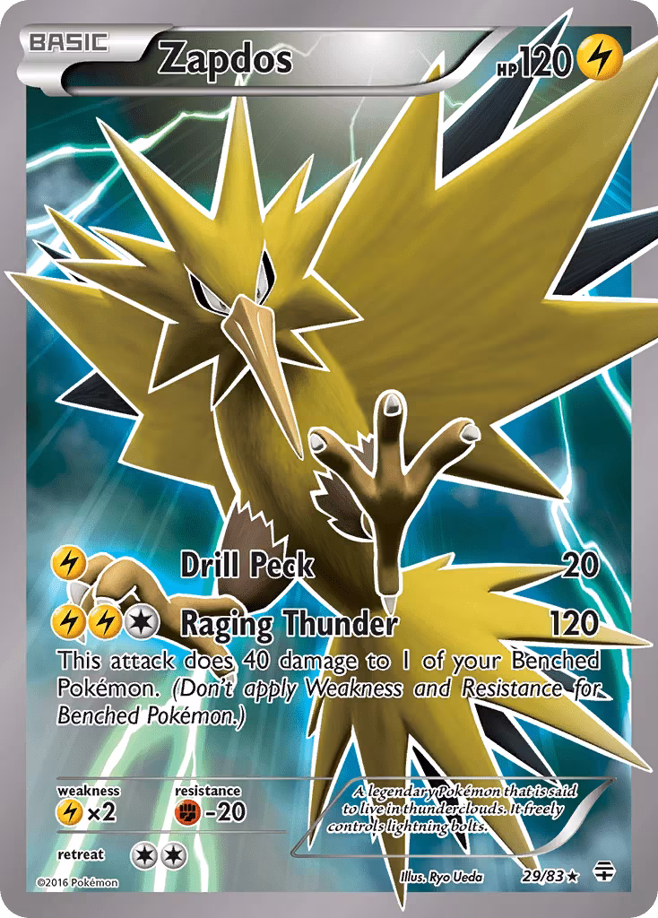 Zapdos g1-29 Rare Holo from Generations Set