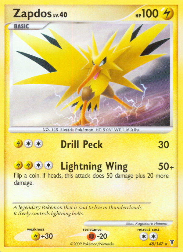 Zapdos pl3-48 Rare from Supreme Victors Set