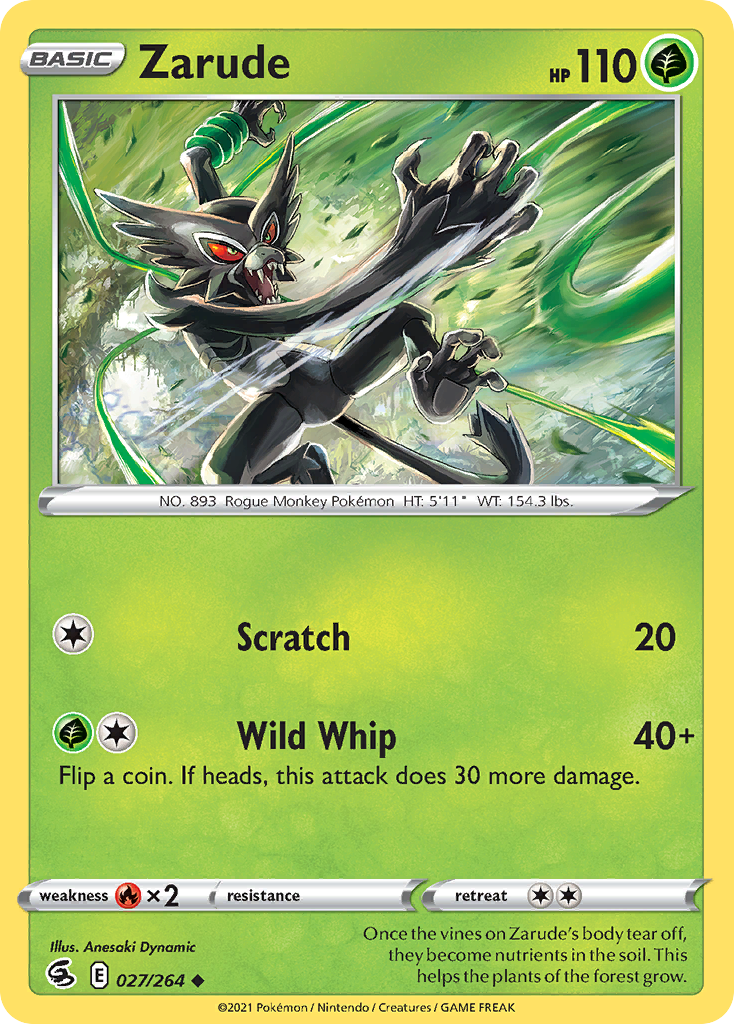 Zarude swsh8-27 Uncommon from Fusion Strike Set