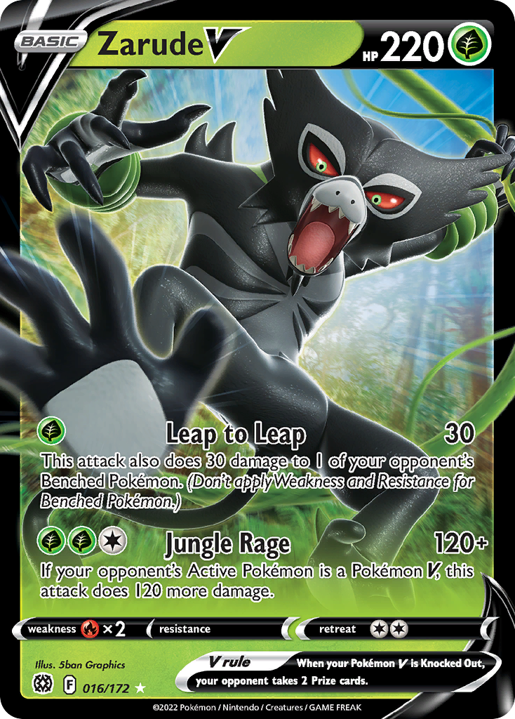 Zarude V swsh9-16 Rare Holo V from Brilliant Stars Set