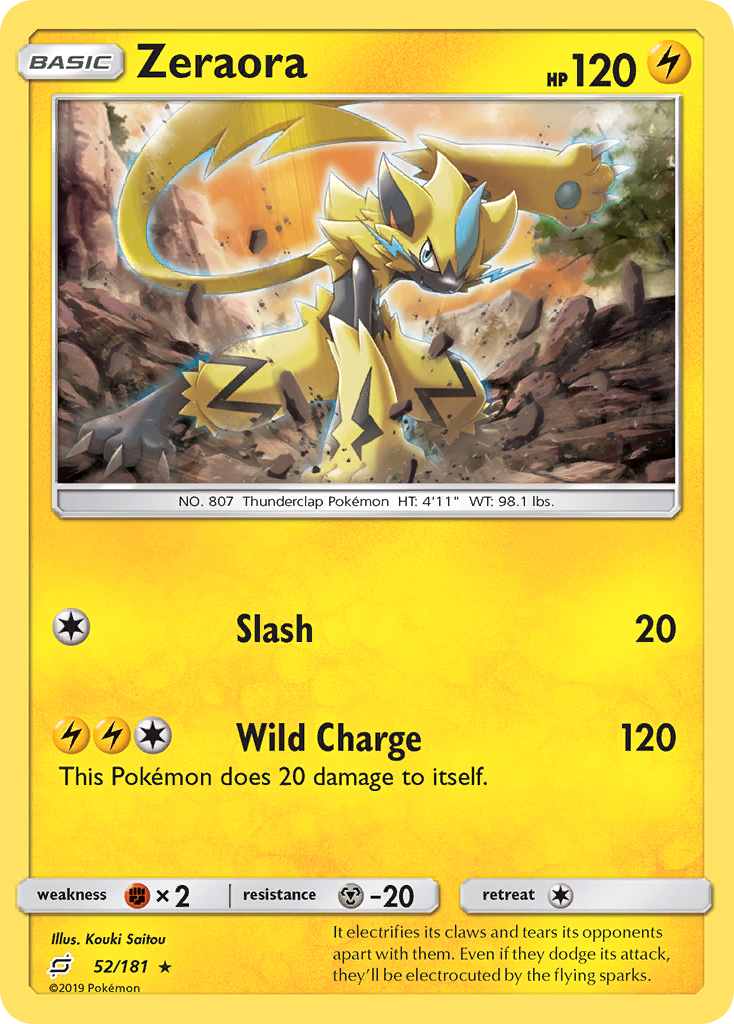 Zeraora sm9-52 Rare Holo from Team Up Set