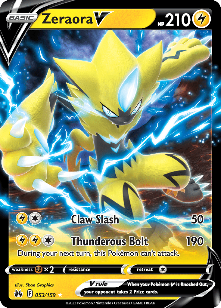 Zeraora V swsh12pt5-53 Rare Holo V from Crown Zenith Set