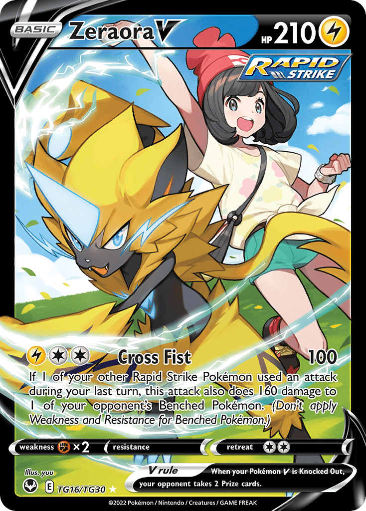Zeraora V swsh12tg-TG16 Rare Holo V from Silver Tempest Trainer Gallery Set