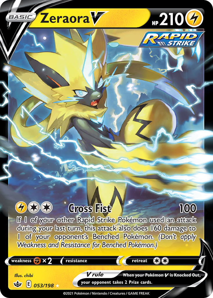 Zeraora V swsh6-53 Rare Holo V from Chilling Reign Set