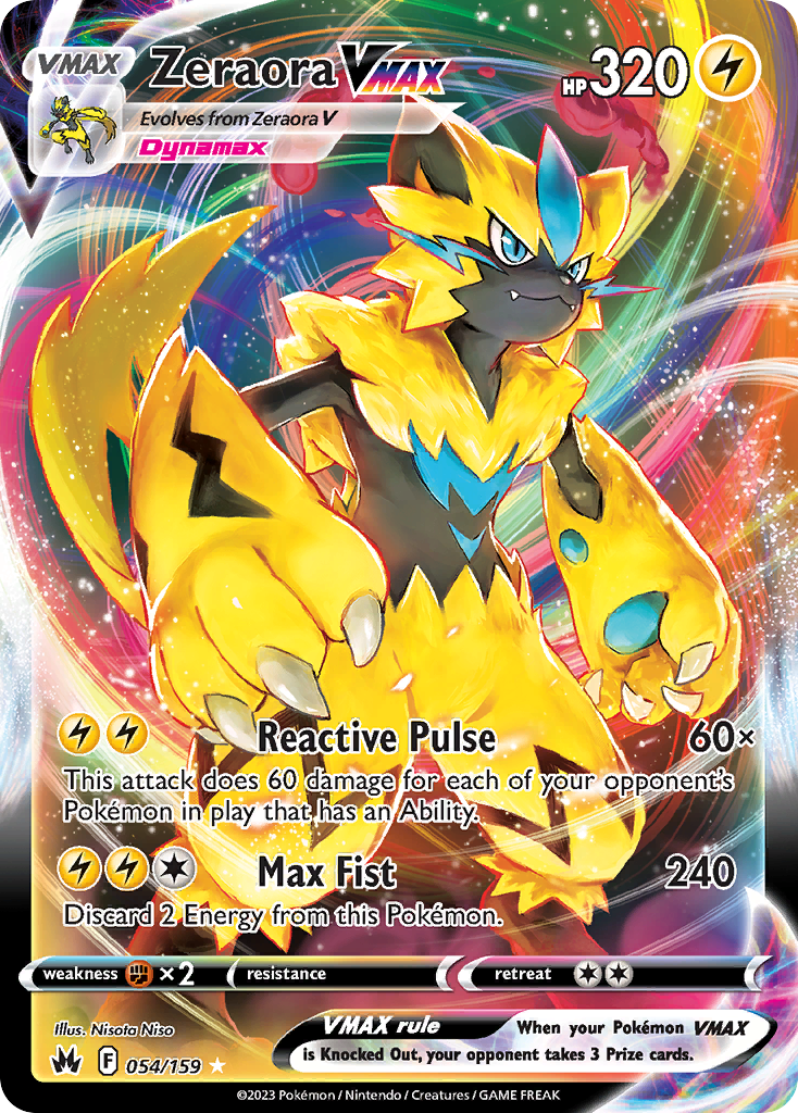Zeraora VMAX swsh12pt5-54 Rare Holo VMAX from Crown Zenith Set
