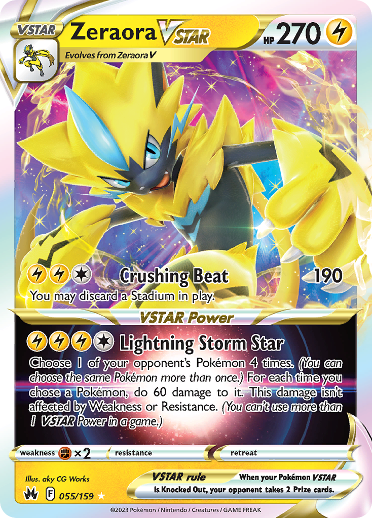 Zeraora VSTAR swsh12pt5-55 Rare Holo VSTAR from Crown Zenith Set