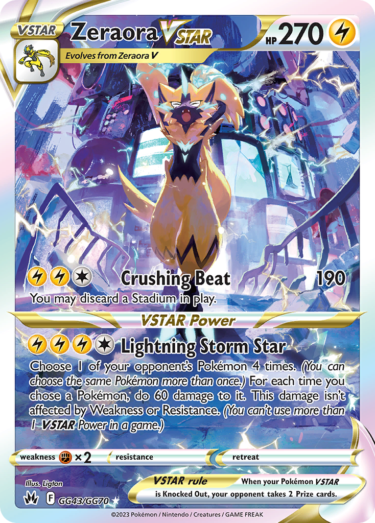 Zeraora VSTAR swsh12pt5gg-GG43 Rare Holo VSTAR from Crown Zenith Galarian Gallery Set